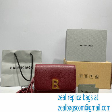 Balenciaga Cowhide B Metal buckle Flap bag in Red Bb001 2021