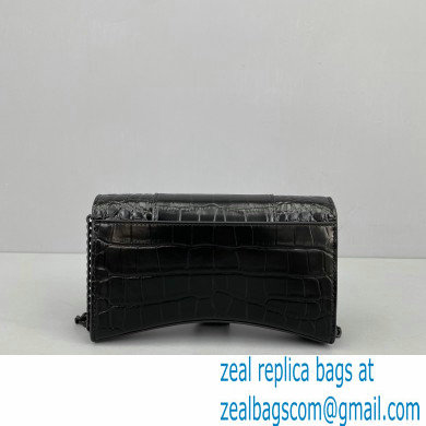 Balenciaga Cowhide Crocodile embossed Chain bag in Black Bb020