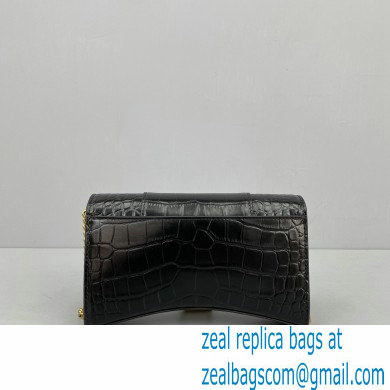 Balenciaga Cowhide Crocodile embossed Chain bag in Black Bb021