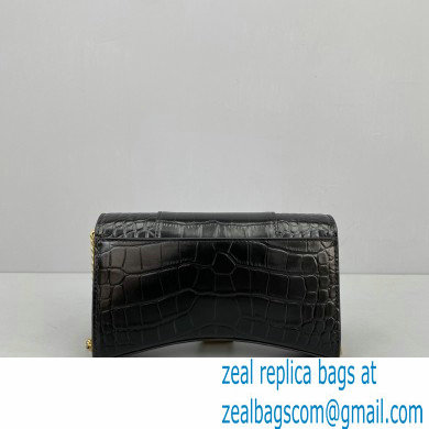 Balenciaga Cowhide Crocodile embossed Chain bag in Black Bb021