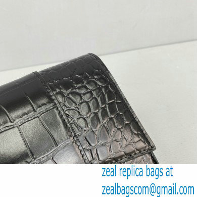 Balenciaga Cowhide Crocodile embossed Chain bag in Black Bb021 - Click Image to Close