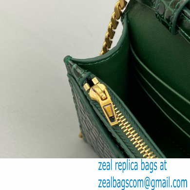Balenciaga Cowhide Crocodile embossed Chain bag in Green Bb018
