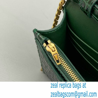 Balenciaga Cowhide Crocodile embossed Chain bag in Green Bb018 - Click Image to Close