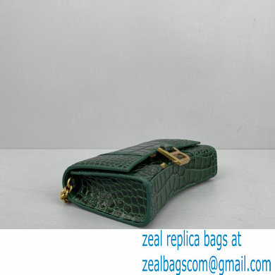 Balenciaga Cowhide Crocodile embossed Chain bag in Green Bb018