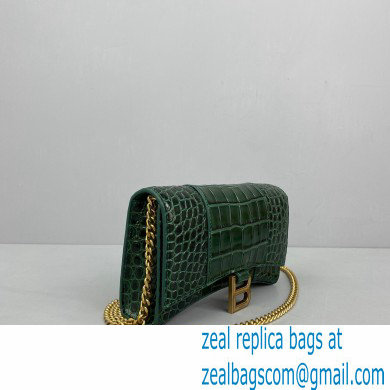 Balenciaga Cowhide Crocodile embossed Chain bag in Green Bb018 - Click Image to Close