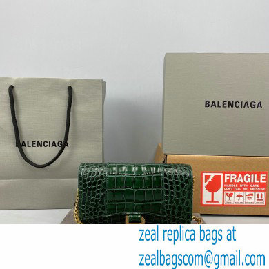 Balenciaga Cowhide Crocodile embossed Chain bag in Green Bb018 - Click Image to Close