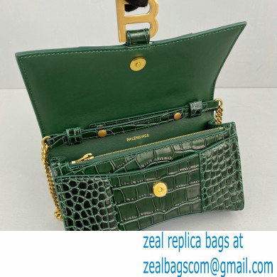 Balenciaga Cowhide Crocodile embossed Chain bag in Green Bb018