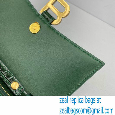 Balenciaga Cowhide Crocodile embossed Chain bag in Green Bb018