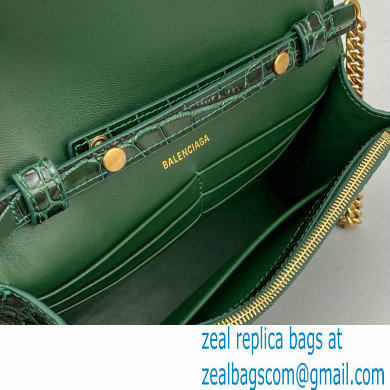 Balenciaga Cowhide Crocodile embossed Chain bag in Green Bb018 - Click Image to Close