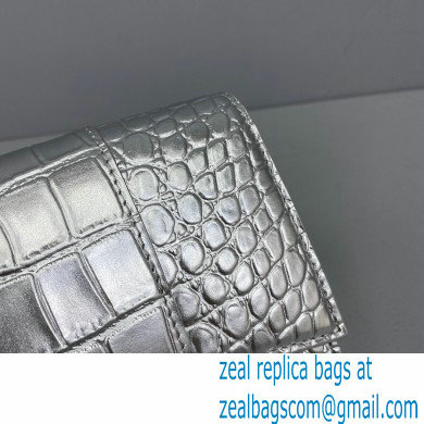 Balenciaga Cowhide Crocodile embossed Chain bag in Silver Bb019