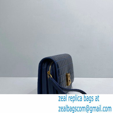 Balenciaga Cowhide Crocodile embossed Flap bag in Blue Bb005 2021 - Click Image to Close