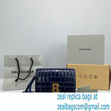 Balenciaga Cowhide Crocodile embossed Flap bag in Blue Bb005 2021