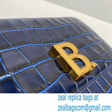 Balenciaga Cowhide Crocodile embossed Flap bag in Blue Bb005 2021 - Click Image to Close