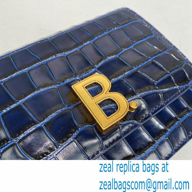 Balenciaga Cowhide Crocodile embossed Flap bag in Blue Bb005 2021