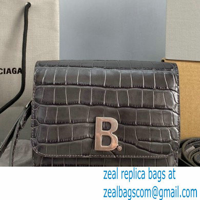 Balenciaga Cowhide Crocodile embossed Flap bag in Gray Bb008 2021 - Click Image to Close