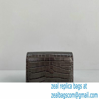 Balenciaga Cowhide Crocodile embossed Flap bag in Gray Bb008 2021 - Click Image to Close