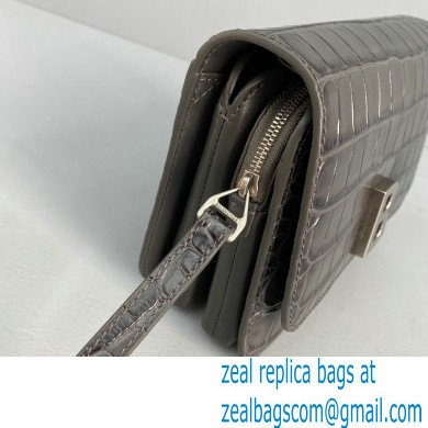 Balenciaga Cowhide Crocodile embossed Flap bag in Gray Bb008 2021