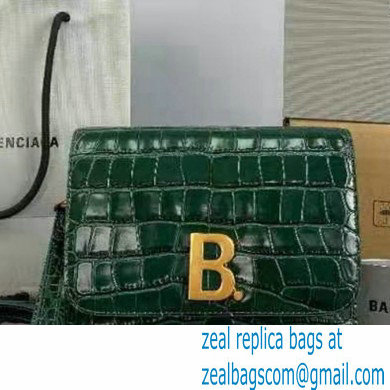 Balenciaga Cowhide Crocodile embossed Flap bag in Green Bb007 2021