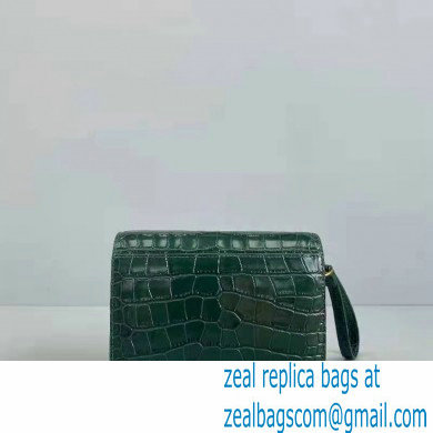 Balenciaga Cowhide Crocodile embossed Flap bag in Green Bb007 2021