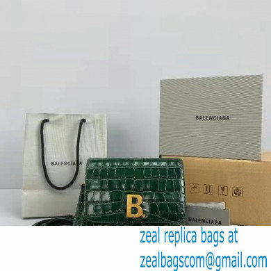 Balenciaga Cowhide Crocodile embossed Flap bag in Green Bb007 2021