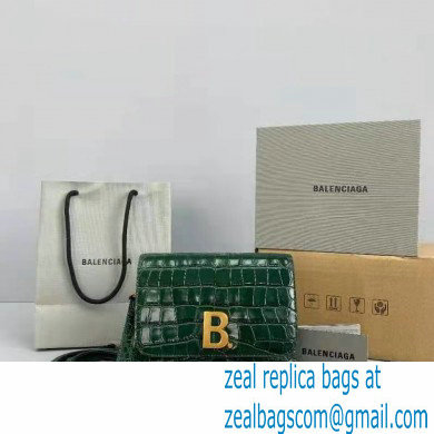 Balenciaga Cowhide Crocodile embossed Flap bag in Green Bb007 2021 - Click Image to Close