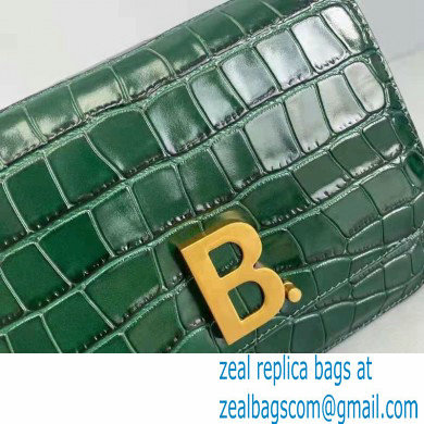 Balenciaga Cowhide Crocodile embossed Flap bag in Green Bb007 2021