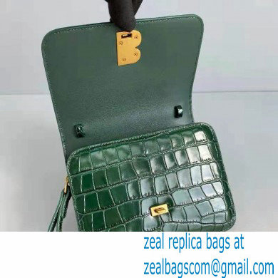 Balenciaga Cowhide Crocodile embossed Flap bag in Green Bb007 2021 - Click Image to Close