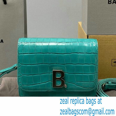 Balenciaga Cowhide Crocodile embossed Flap bag in Green Bb012 - Click Image to Close