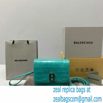 Balenciaga Cowhide Crocodile embossed Flap bag in Green Bb012