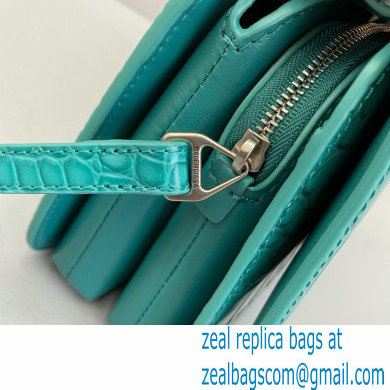 Balenciaga Cowhide Crocodile embossed Flap bag in Green Bb012 - Click Image to Close