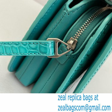 Balenciaga Cowhide Crocodile embossed Flap bag in Green Bb012