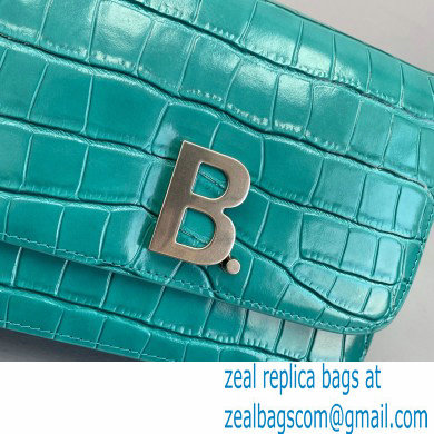 Balenciaga Cowhide Crocodile embossed Flap bag in Green Bb012