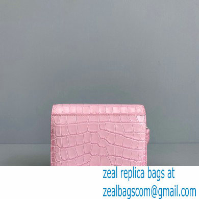 Balenciaga Cowhide Crocodile embossed Flap bag in Pink Bb006 2021 - Click Image to Close