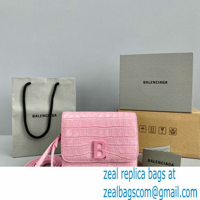 Balenciaga Cowhide Crocodile embossed Flap bag in Pink Bb006 2021