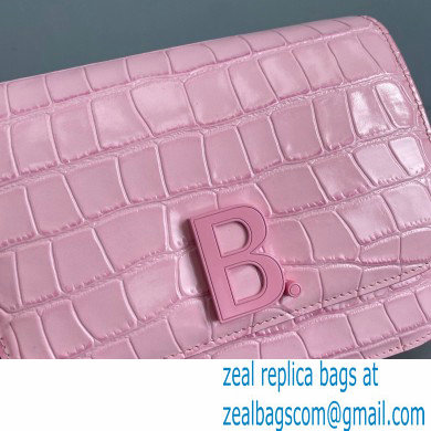 Balenciaga Cowhide Crocodile embossed Flap bag in Pink Bb006 2021