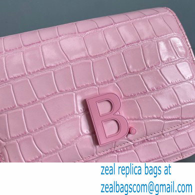 Balenciaga Cowhide Crocodile embossed Flap bag in Pink Bb006 2021 - Click Image to Close