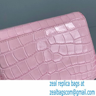 Balenciaga Cowhide Crocodile embossed Flap bag in Pink Bb006 2021