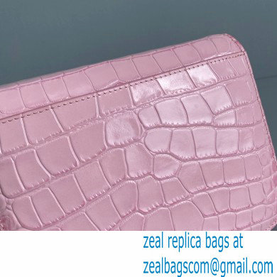 Balenciaga Cowhide Crocodile embossed Flap bag in Pink Bb006 2021 - Click Image to Close