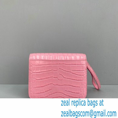 Balenciaga Cowhide Crocodile embossed Flap bag in Pink Bb010 2021 - Click Image to Close