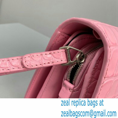 Balenciaga Cowhide Crocodile embossed Flap bag in Pink Bb010 2021 - Click Image to Close