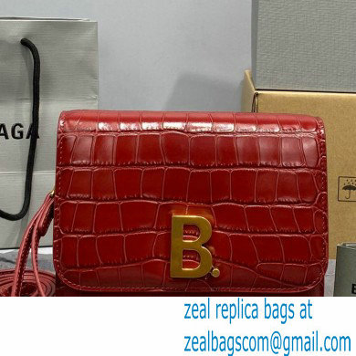 Balenciaga Cowhide Crocodile embossed Flap bag in Red Bb004 2021