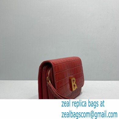 Balenciaga Cowhide Crocodile embossed Flap bag in Red Bb004 2021 - Click Image to Close