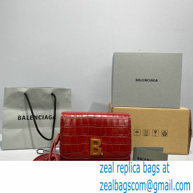 Balenciaga Cowhide Crocodile embossed Flap bag in Red Bb004 2021 - Click Image to Close
