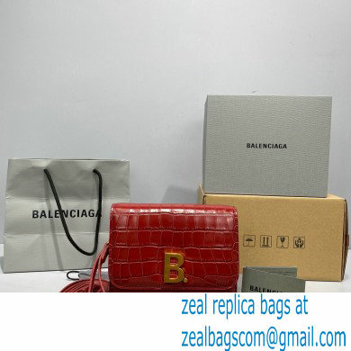 Balenciaga Cowhide Crocodile embossed Flap bag in Red Bb004 2021