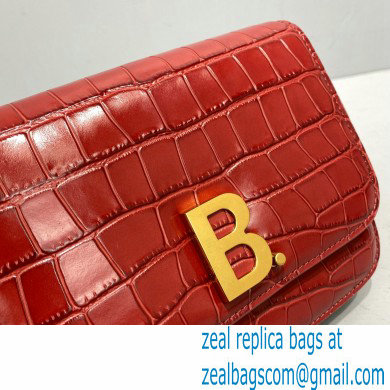 Balenciaga Cowhide Crocodile embossed Flap bag in Red Bb004 2021