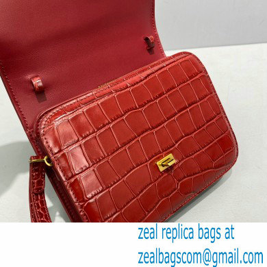 Balenciaga Cowhide Crocodile embossed Flap bag in Red Bb004 2021 - Click Image to Close