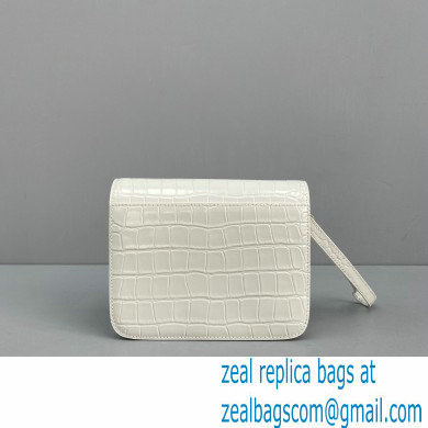 Balenciaga Cowhide Crocodile embossed Flap bag in White Bb009 2021 - Click Image to Close