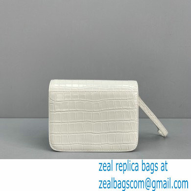 Balenciaga Cowhide Crocodile embossed Flap bag in White Bb009 2021