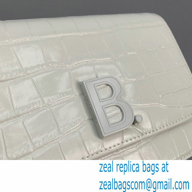 Balenciaga Cowhide Crocodile embossed Flap bag in White Bb009 2021 - Click Image to Close