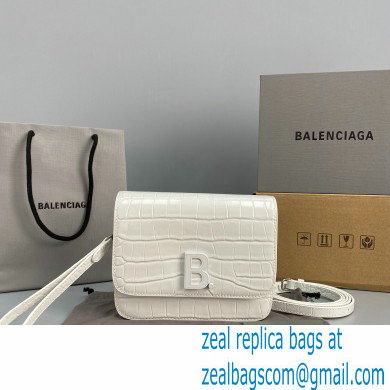 Balenciaga Cowhide Crocodile embossed Flap bag in White Bb009 2021 - Click Image to Close